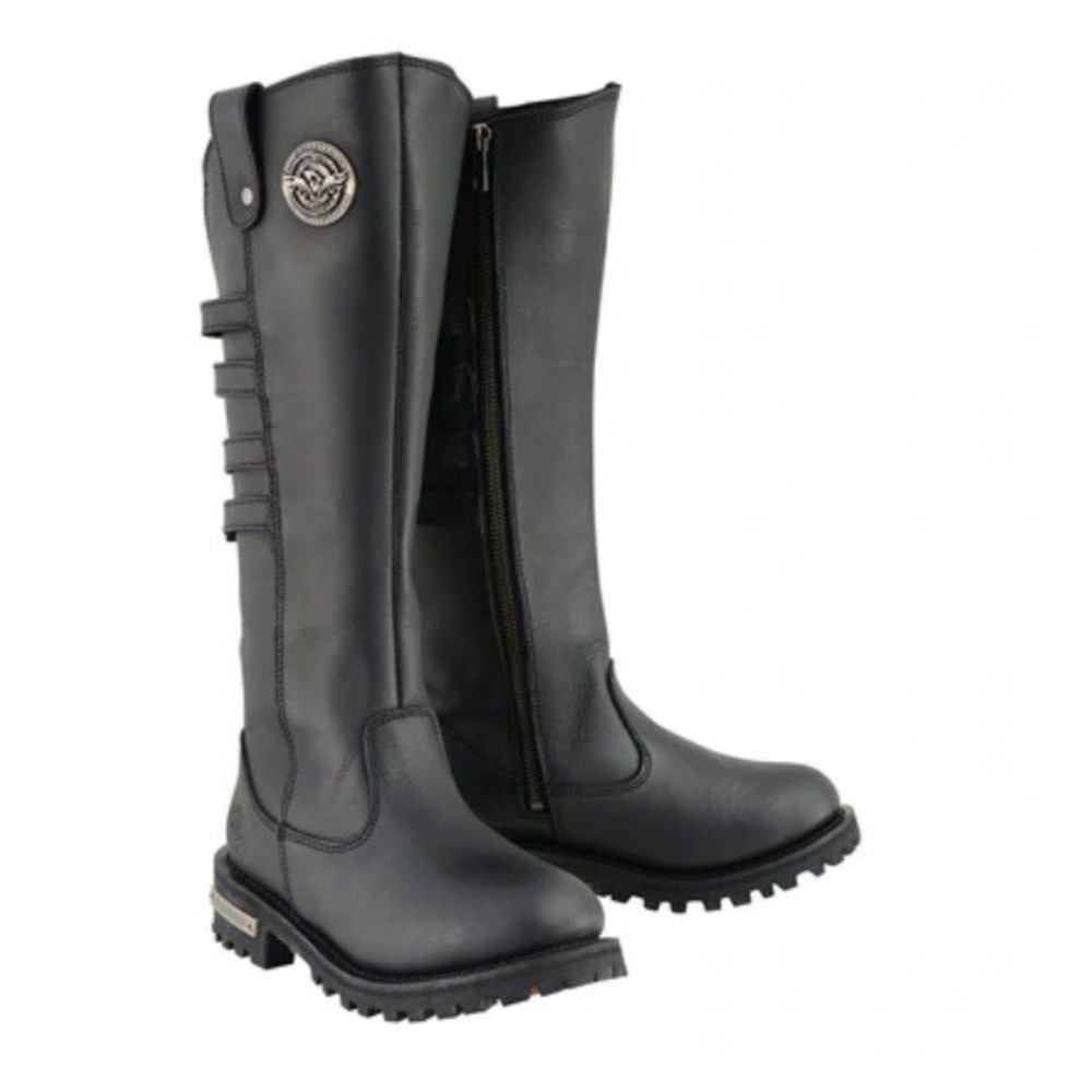 Milwaukee Leather MBL9345 Women's Black 15inch High Rise Leather Riding Boots Ne